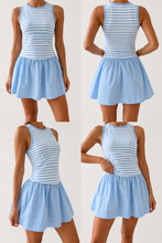 Load image into Gallery viewer, Stripe Slim Tank Contrast Ruffle Mini Skort Set