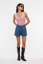 Load image into Gallery viewer, VIVID GINGHAM EYELET LACE TRIM CASUAL BODYSUIT
