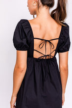 Load image into Gallery viewer, SHORT SLEEVE BACK TIE DETAIL BABYDOLL DRESS
