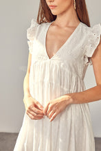 Load image into Gallery viewer, V NECK RUFFLE DETAIL ROMPER DRESS
