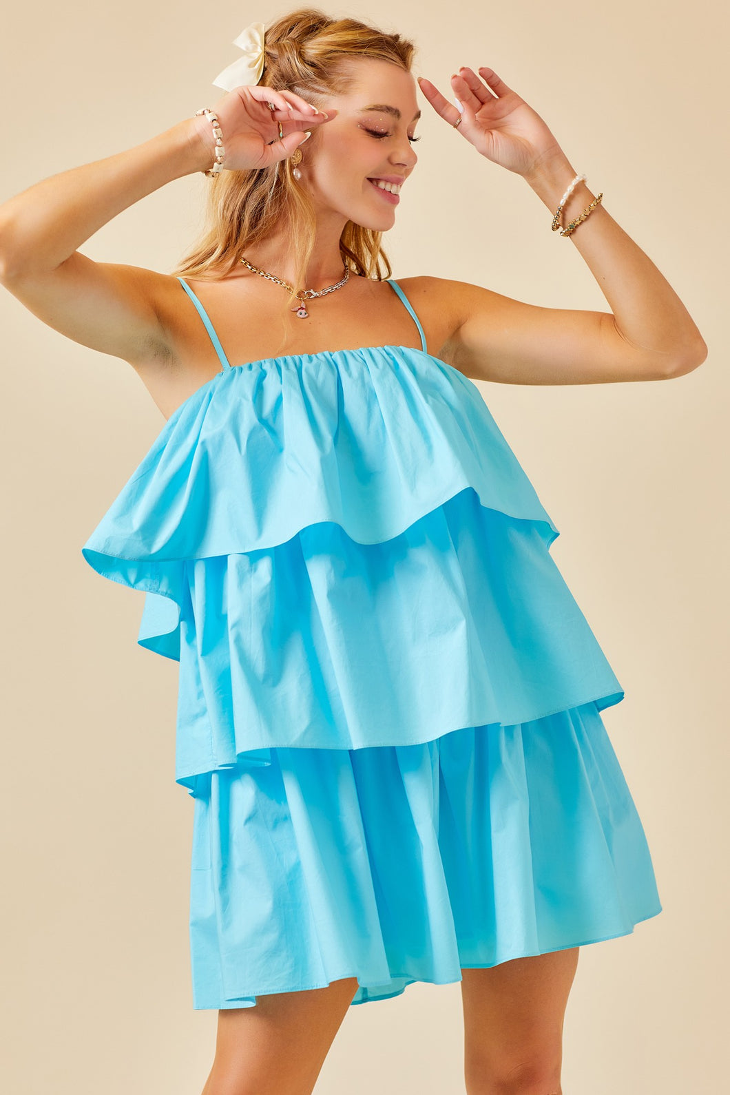 Flounce Blue Dress