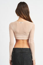 Load image into Gallery viewer, CREW NECK RUCHED BUST CROP TOP
