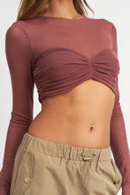 Load image into Gallery viewer, CREW NECK RUCHED BUST CROP TOP
