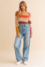Load image into Gallery viewer, Long Sleeve Color Block Stripe Knit Top
