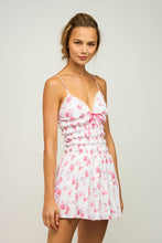 Load image into Gallery viewer, PINK FLORAL CLIP-DOT V-NECK SLEEVELESS MINI DRESS

