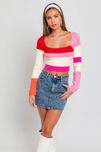 Cargar imagen en el visor de la galería, Long Sleeve Color Block Stripe Knit Top
