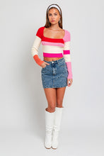 Cargar imagen en el visor de la galería, Long Sleeve Color Block Stripe Knit Top
