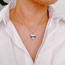 Cargar imagen en el visor de la galería, Blue Striped Ceramic Heart Pendant Necklace
