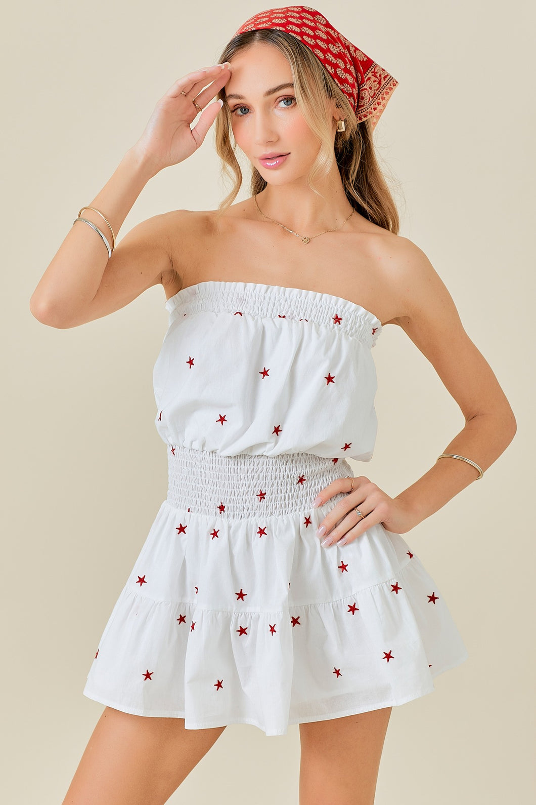 Star Embroidered Romper