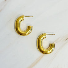 Load image into Gallery viewer, Golden Object Oval Hoop Earrings
