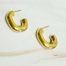 Load image into Gallery viewer, Golden Object Oval Hoop Earrings
