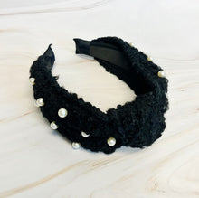 Load image into Gallery viewer, Pearl And Tweed Knotted Headband
