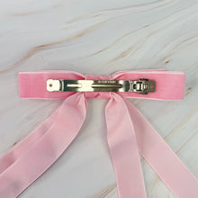 Load image into Gallery viewer, Double Bow Double Sash Velvet Hair Clip
