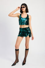 Cargar imagen en el visor de la galería, SEQUIN MINI SKIRT WITH SLIT
