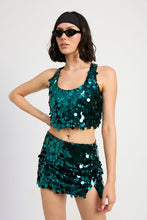 Cargar imagen en el visor de la galería, SEQUIN MINI SKIRT WITH SLIT
