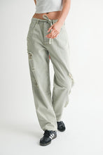 Load image into Gallery viewer, DISTRESSED WIDE LEG PANTS
