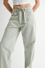 Load image into Gallery viewer, DISTRESSED WIDE LEG PANTS
