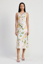 Load image into Gallery viewer, FLORAL MIDI COWL NECK DRESS
