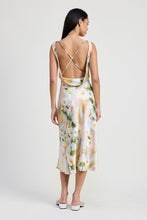 Load image into Gallery viewer, FLORAL MIDI COWL NECK DRESS
