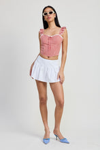 Load image into Gallery viewer, GINGHAM RUFFLE SLEEVE CORSET TOP
