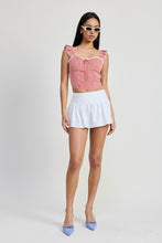 Load image into Gallery viewer, GINGHAM RUFFLE SLEEVE CORSET TOP
