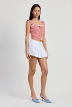 Load image into Gallery viewer, GINGHAM RUFFLE SLEEVE CORSET TOP
