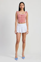 Load image into Gallery viewer, GINGHAM RUFFLE SLEEVE CORSET TOP
