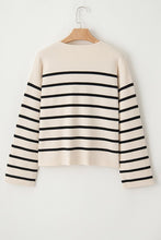 Load image into Gallery viewer, Black Stripe Flap Pocket Buttoned Cardigan Sweater
