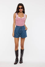 Load image into Gallery viewer, VIVID GINGHAM EYELET LACE TRIM CASUAL BODYSUIT
