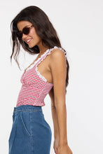 Load image into Gallery viewer, VIVID GINGHAM EYELET LACE TRIM CASUAL BODYSUIT
