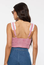 Load image into Gallery viewer, VIVID GINGHAM EYELET LACE TRIM CASUAL BODYSUIT
