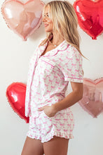 Load image into Gallery viewer, Short Sleeve and Ruffled Shorts Pajama Set
