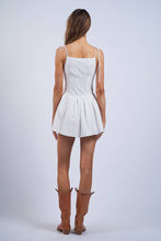 Load image into Gallery viewer, WHITE EYELET TIE STRAP FIT &amp; FLARE MINI DRESS

