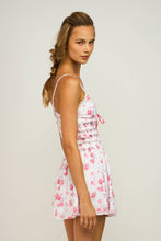 Load image into Gallery viewer, PINK FLORAL CLIP-DOT V-NECK SLEEVELESS MINI DRESS
