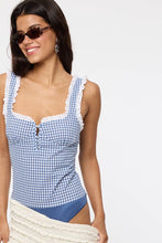 Load image into Gallery viewer, VIVID GINGHAM EYELET LACE TRIM CASUAL BODYSUIT
