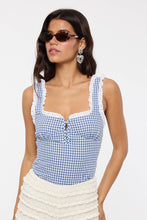 Load image into Gallery viewer, VIVID GINGHAM EYELET LACE TRIM CASUAL BODYSUIT
