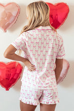 Load image into Gallery viewer, Short Sleeve and Ruffled Shorts Pajama Set
