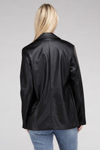 Cargar imagen en el visor de la galería, Sleek Pu Leather Blazer with Front Closure
