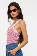 Load image into Gallery viewer, VIVID GINGHAM EYELET LACE TRIM CASUAL BODYSUIT
