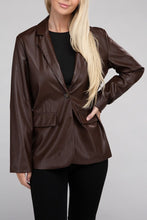 Load image into Gallery viewer, Sleek Pu Leather Blazer with Front Closure
