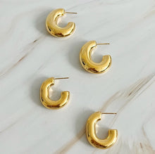 Load image into Gallery viewer, Golden Object Oval Hoop Earrings
