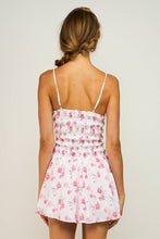Load image into Gallery viewer, PINK FLORAL CLIP-DOT V-NECK SLEEVELESS MINI DRESS
