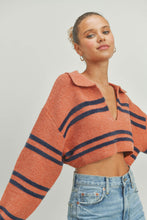 Load image into Gallery viewer, Striped Collar Sweater Top
